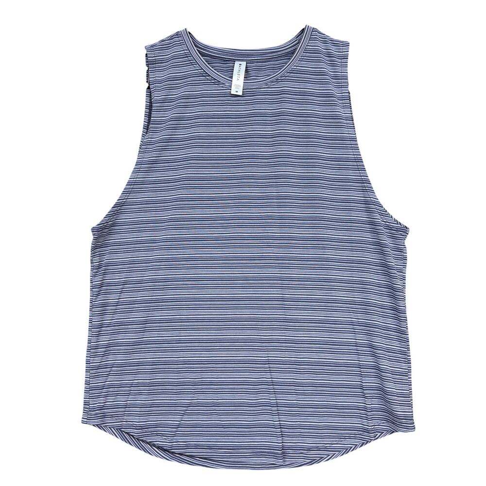 Athleta Womens Tank Top Blue Striped Sleeveless Modal Blend Stretch Sport Medium